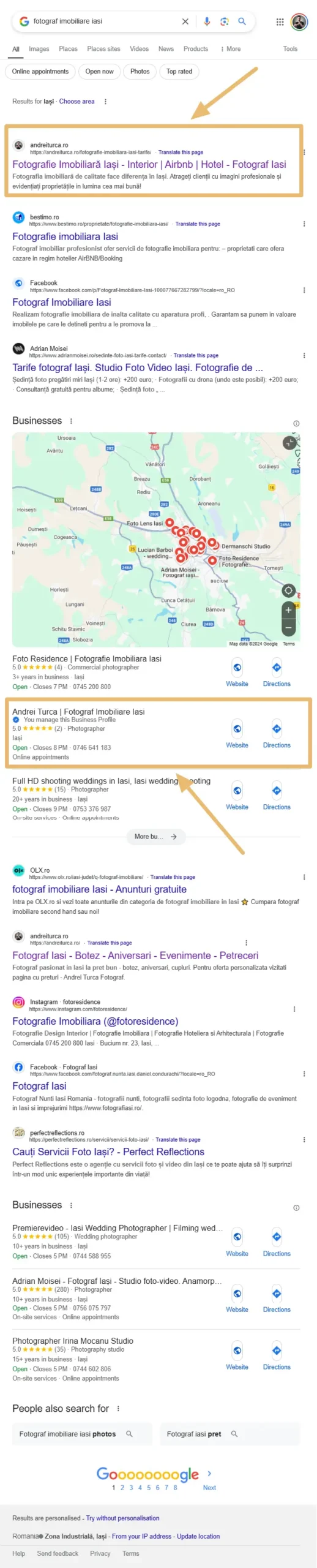 Andreiturca.ro Screenshot Local Rankings In Local Maps