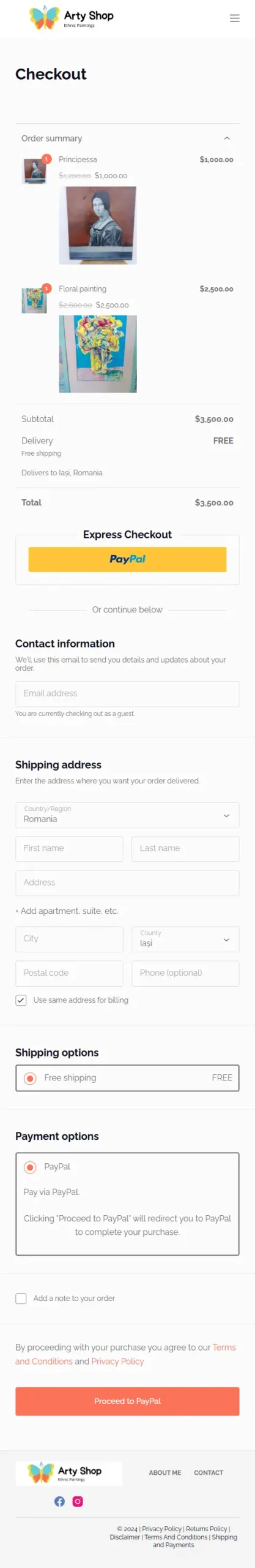 Sit Enou Artyshop.me Mobile Cart Page